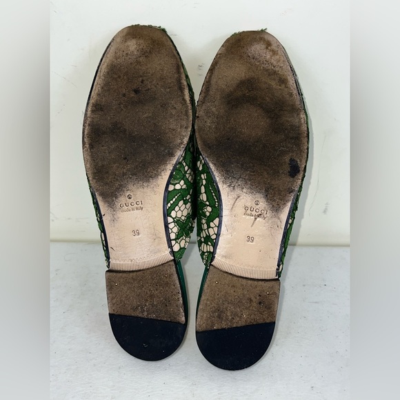 GUCCI PRINCETOWN LEATHER AND LACE MULES - Picture 8 of 9